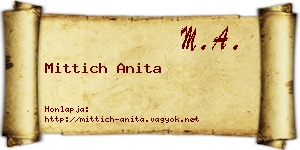 Mittich Anita névjegykártya